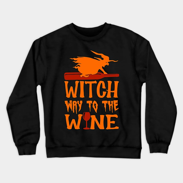 Halloween Which way to the wine? Crewneck Sweatshirt by Lin-Eve